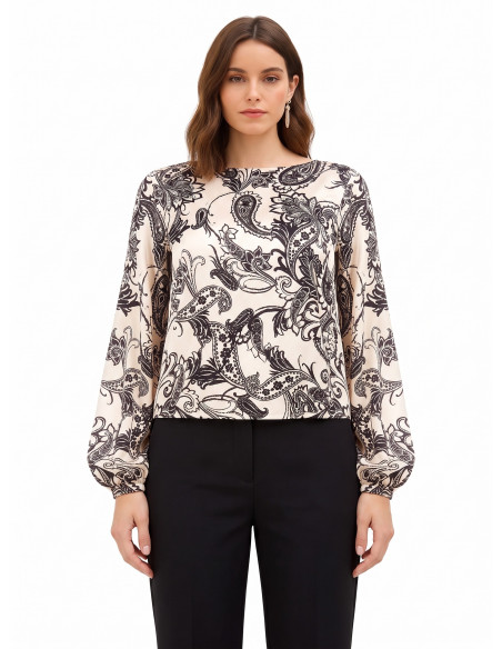 Blouse ample en satin à motif baroque Rinascimento