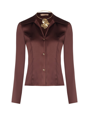 Chemisier cintré et court en satin avec collier assorti Rinascimento