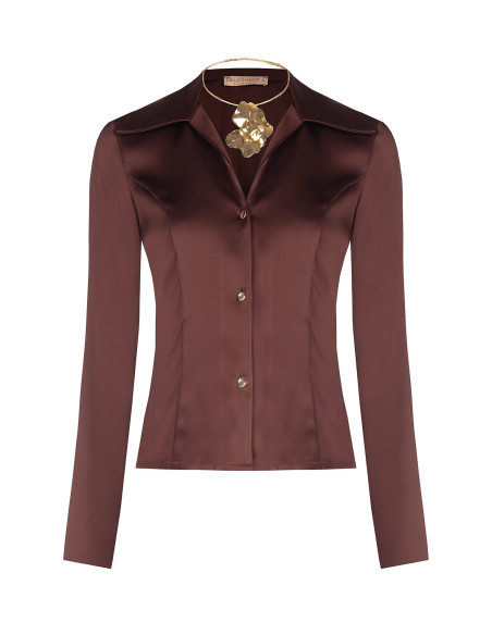 Chemisier cintré et court en satin avec collier assorti Rinascimento