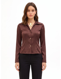 Chemisier cintré et court en satin avec collier assorti Rinascimento