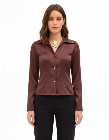 Chemisier cintré et court en satin avec collier assorti Rinascimento