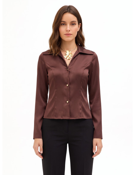 Chemisier cintré et court en satin avec collier assorti Rinascimento