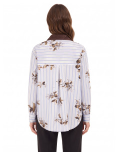 Oversized katoenen blouse met strepen, bloemenprint en fluwelen details Rinascimento 2
