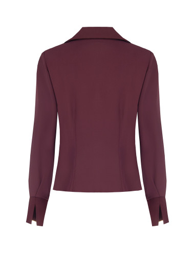 Getailleerde blouse van georgette met V-hals, satijnen kraag en schouderbandjes Rinascimento