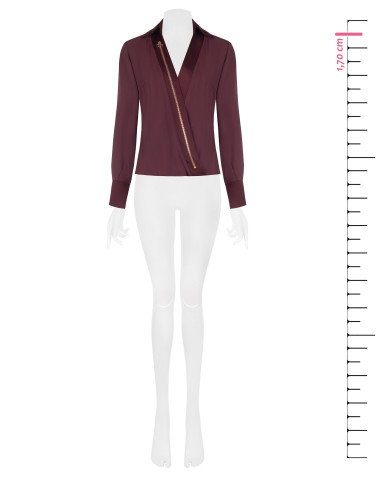 Getailleerde blouse van georgette met V-hals, satijnen kraag en schouderbandjes Rinascimento