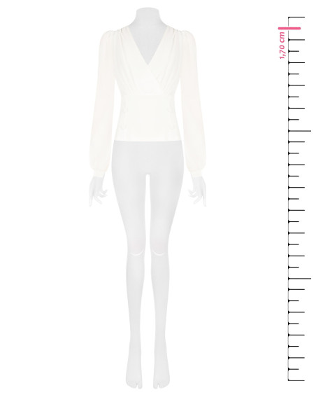 Blouse cintrée en scuba crêpe avec décolleté en V croisé et boutons assortis Rinascimento
