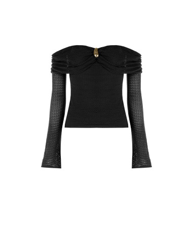 Pull ajouré en crochet avec encolure en cœur et détail doré Rinascimento