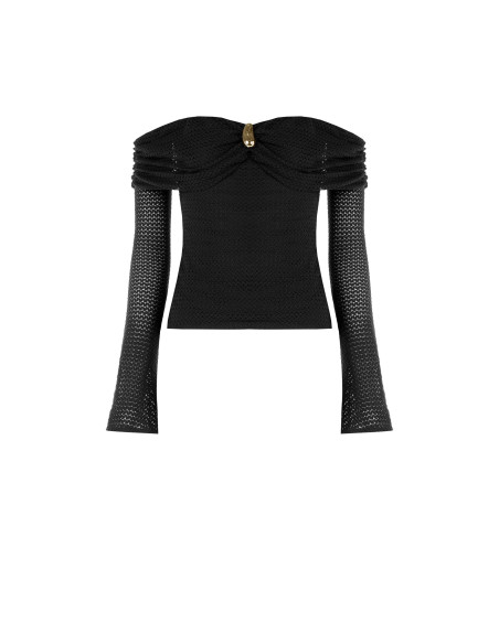 Pull ajouré en crochet avec encolure en cœur et détail doré Rinascimento