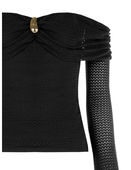 Pull ajouré en crochet avec encolure en cœur et détail doré Rinascimento