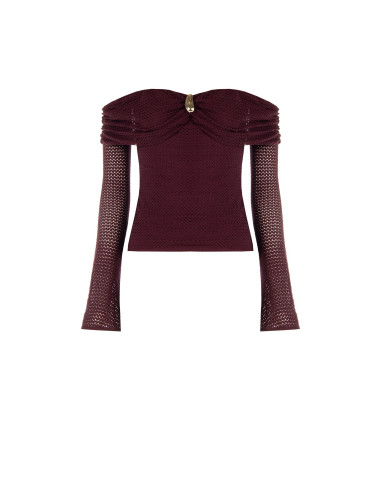 Pull ajouré en crochet avec encolure en cœur et détail doré Rinascimento