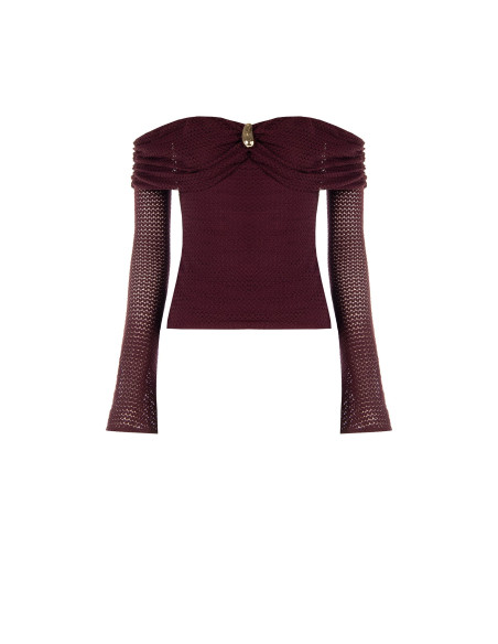 Pull ajouré en crochet avec encolure en cœur et détail doré Rinascimento