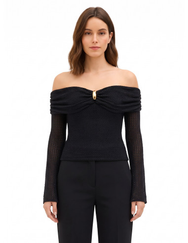 Pull ajouré en crochet avec encolure en cœur et détail doré Rinascimento