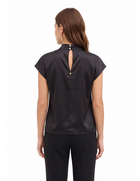 Ruime satijnen coltrui-blouse Rinascimento
