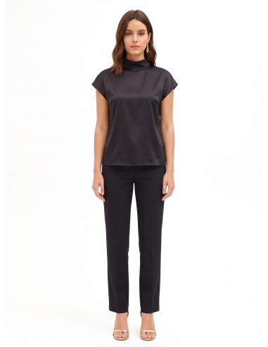 Blouse ample à col roulé en satin Rinascimento