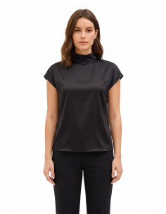 Blouse ample à col roulé en satin Rinascimento