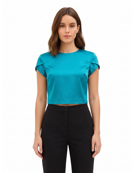 Crop top van gestructureerd satijn Rinascimento