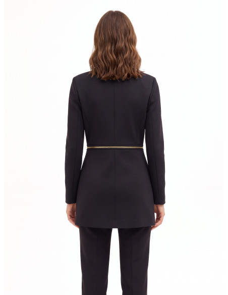 Middellange en cropped 2-in-1-jas van neopreen met ritssluiting in de taille Rinascimento