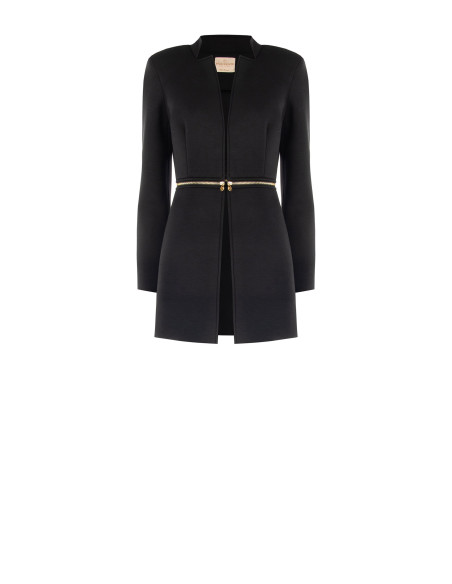 Manteau deux-en-un mi-long et court en néoprène avec fermeture éclair à la taille Rinascimento