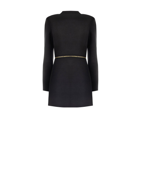 Manteau deux-en-un mi-long et court en néoprène avec fermeture éclair à la taille Rinascimento