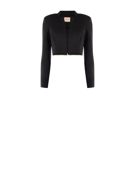 Manteau deux-en-un mi-long et court en néoprène avec fermeture éclair à la taille Rinascimento