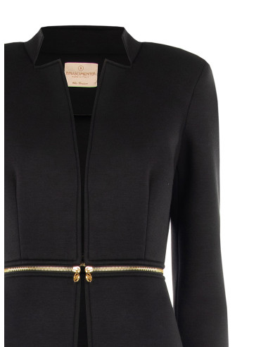 Manteau deux-en-un mi-long et court en néoprène avec fermeture éclair à la taille Rinascimento