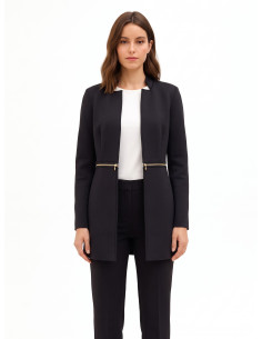 Middellange en cropped 2-in-1-jas van neopreen met ritssluiting in de taille Rinascimento