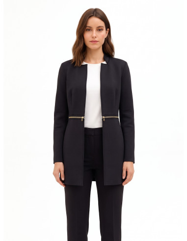 Middellange en cropped 2-in-1-jas van neopreen met ritssluiting in de taille Rinascimento