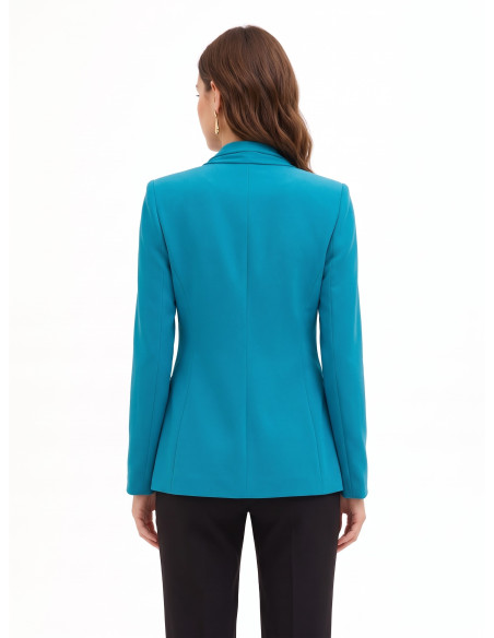 Veste blazer cintrée en tissu cady avec encolure et drapé en georgette Rinascimento