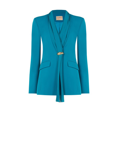 Veste blazer cintrée en tissu cady avec encolure et drapé en georgette Rinascimento