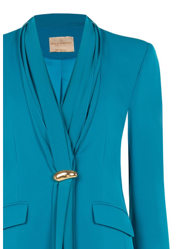 Veste blazer cintrée en tissu cady avec encolure et drapé en georgette Rinascimento