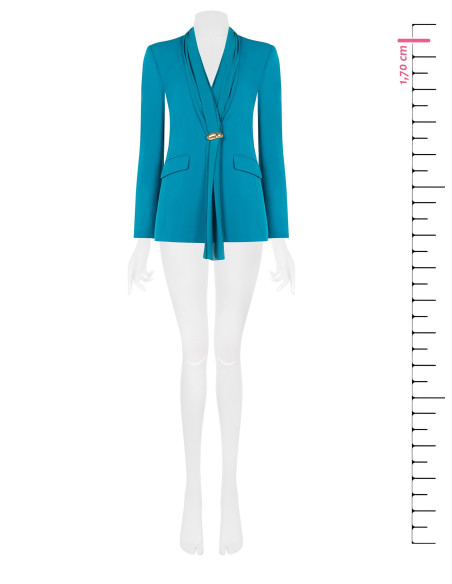Veste blazer cintrée en tissu cady avec encolure et drapé en georgette Rinascimento