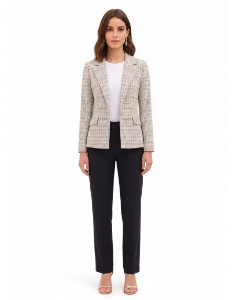 Tweed blazerjasje met logoknoop Rinascimento