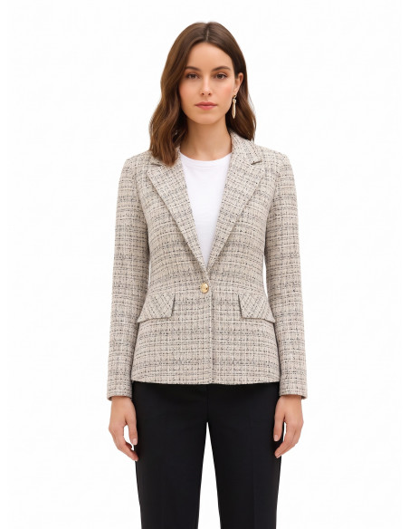 Veste blazer en tweed avec bouton logo Rinascimento