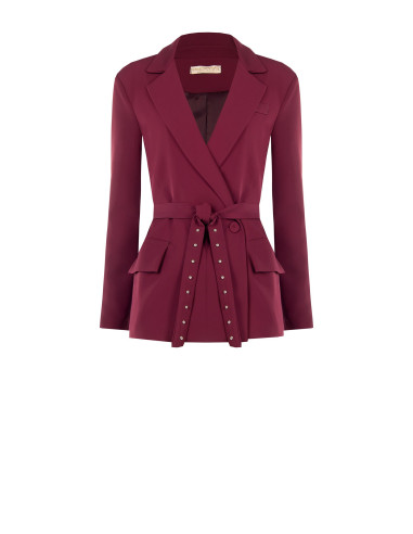 Veste blazer en tissu cadì avec ceinture assortie et clous Rinascimento