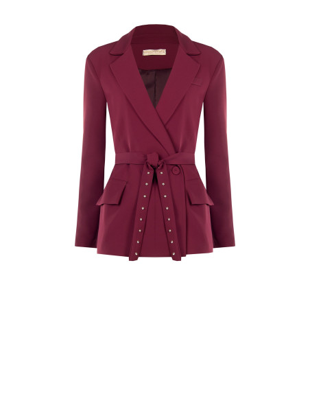 Veste blazer en tissu cadì avec ceinture assortie et clous Rinascimento