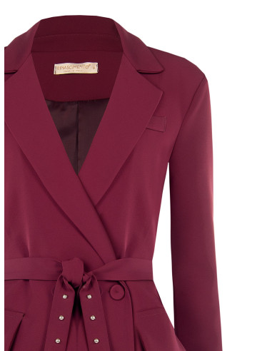 Veste blazer en tissu cadì avec ceinture assortie et clous Rinascimento