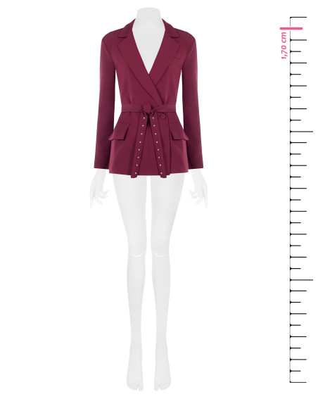 Veste blazer en tissu cadì avec ceinture assortie et clous Rinascimento