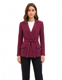 Veste blazer en tissu cadì avec ceinture assortie et clous Rinascimento