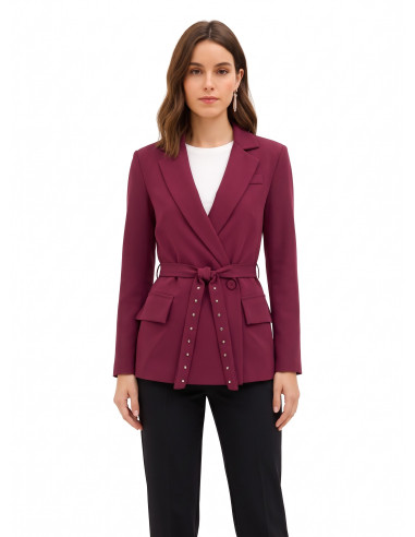Veste blazer en tissu cadì avec ceinture assortie et clous Rinascimento
