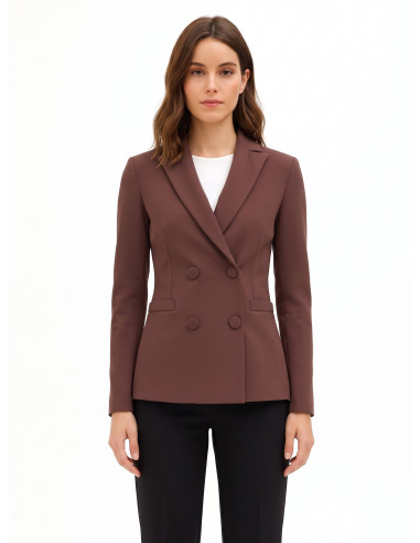Veste blazer cintrée en crêpe scuba avec boutons assortis Rinascimento