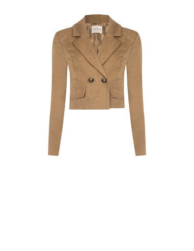 Veste blazer courte en twill mélangé de laine Rinascimento