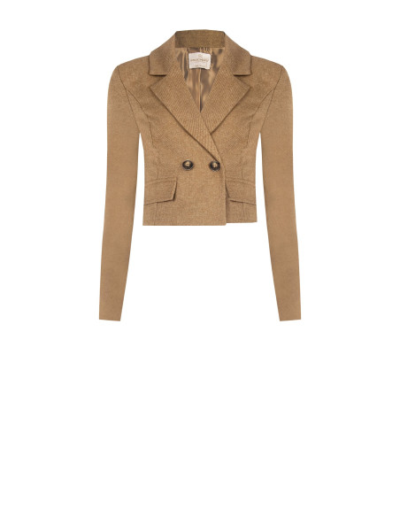 Veste blazer courte en twill mélangé de laine Rinascimento