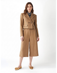 Veste blazer courte en twill mélangé de laine Rinascimento