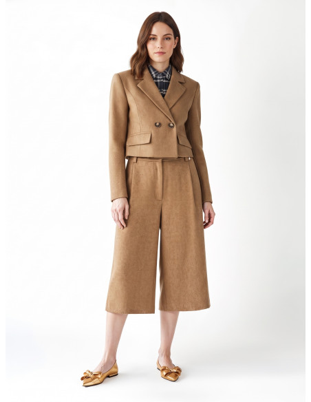 Veste blazer courte en twill mélangé de laine Rinascimento