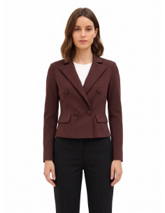 Veste blazer courte cintrée en scuba crêpe Rinascimento
