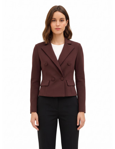 Veste blazer courte cintrée en scuba crêpe Rinascimento