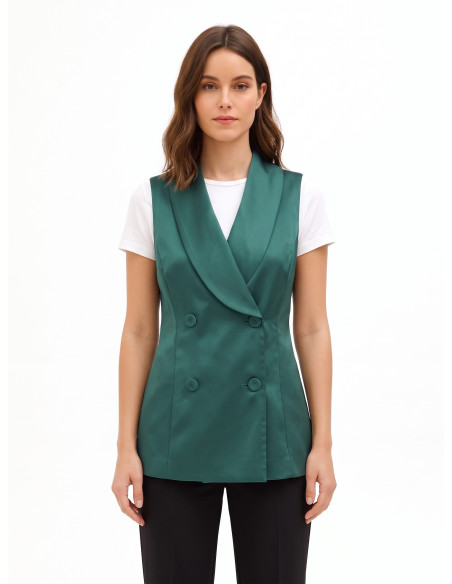Gilet ajusté long en satin Rinascimento