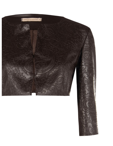 Bolero-schouderjasje van imitatieleer met reliëf en paisleymotief Rinascimento
