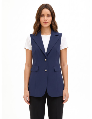 Gilet long et cintré en tissu technique Rinascimento