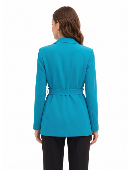 Veste blazer ouverte en tissu cadi avec ceinture assortie Rinascimento